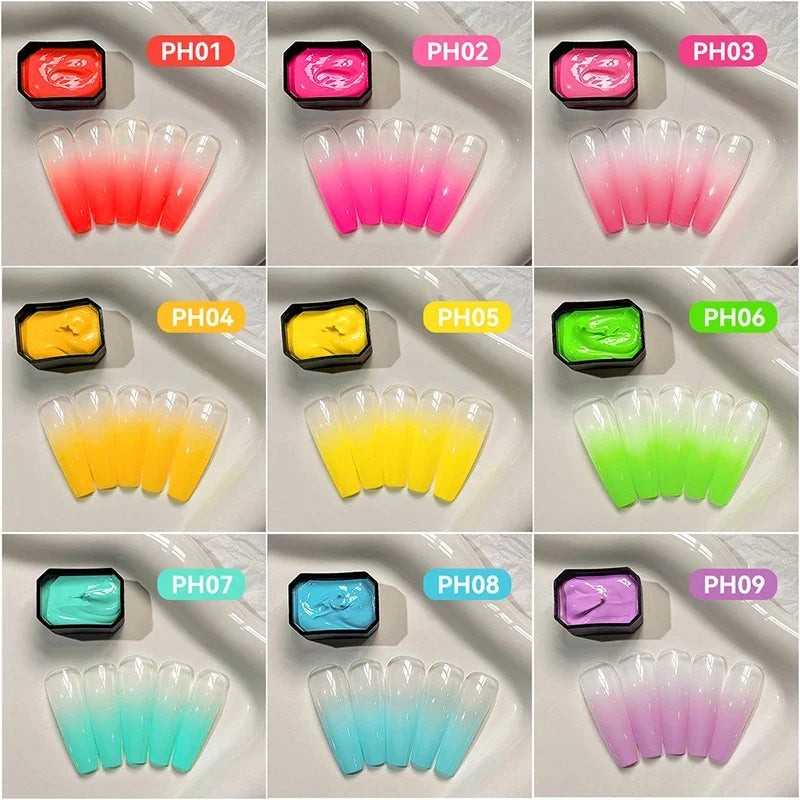 UR SUGAR 9 Colors Gradient Painting Gel Nail Art Gradient Color DIY Design Gel 4 In 1 Used For Gradient Nail Stamping Pattern Blushimmer