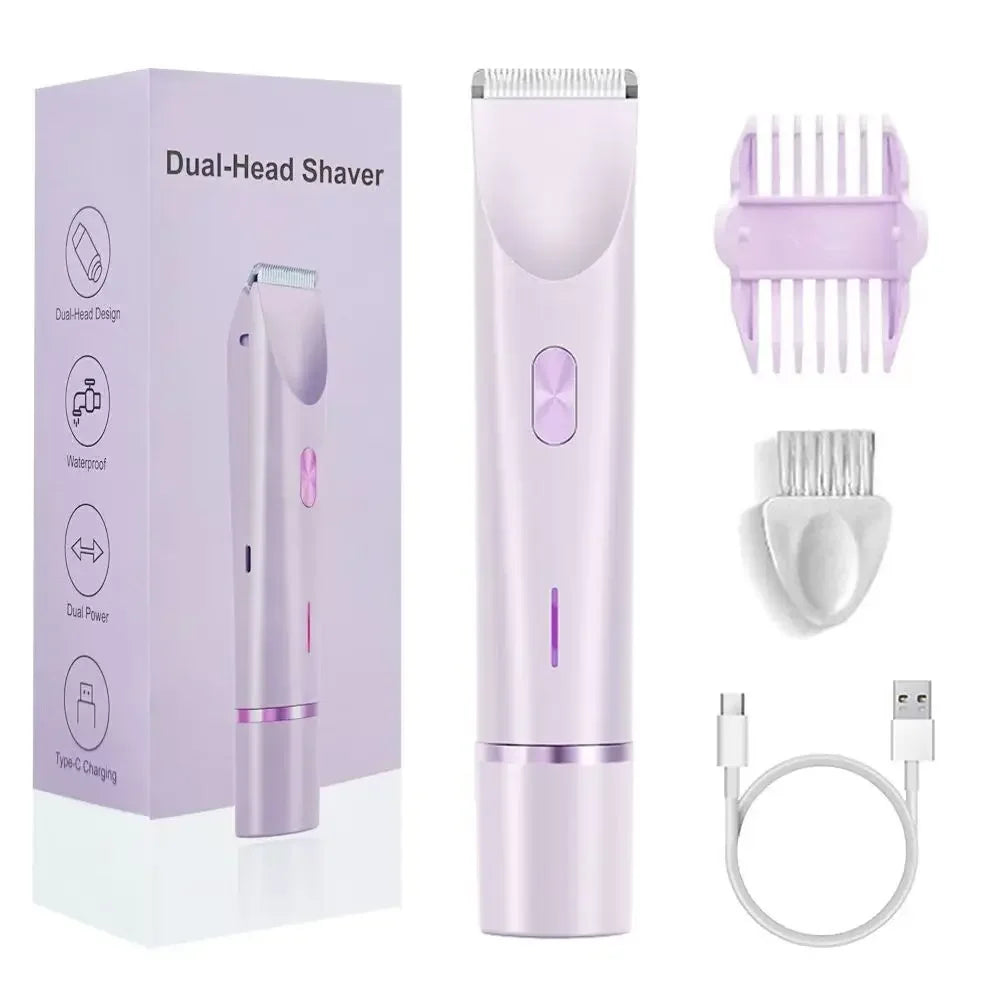 2025 Waterproof Rechargeable Electric Shaver Mini Women Bikini Trimmer Body Hair Remover Mini Double Headed Electric Epilator Noventix