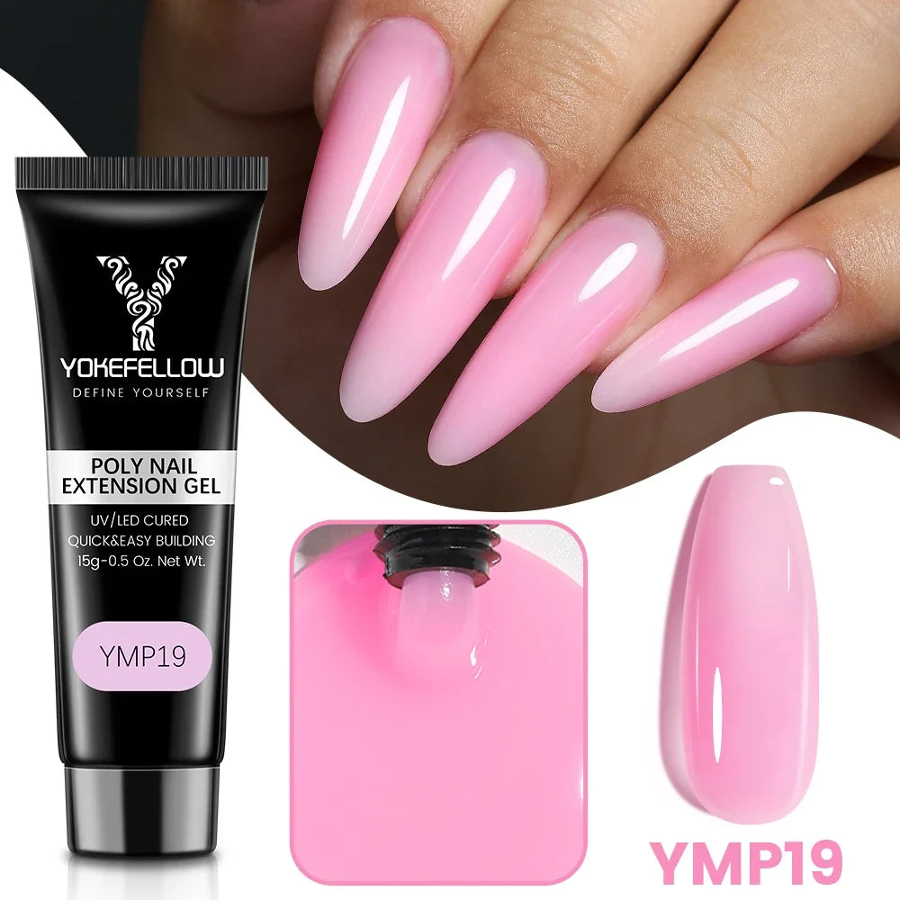 YOKEFELLOW 15g Jelly Extension Gel Nail Polish Nude Pink Clear Building Construct Extend Gel Soak Off UV LED Acrylic Gel Varnish Blushimmer