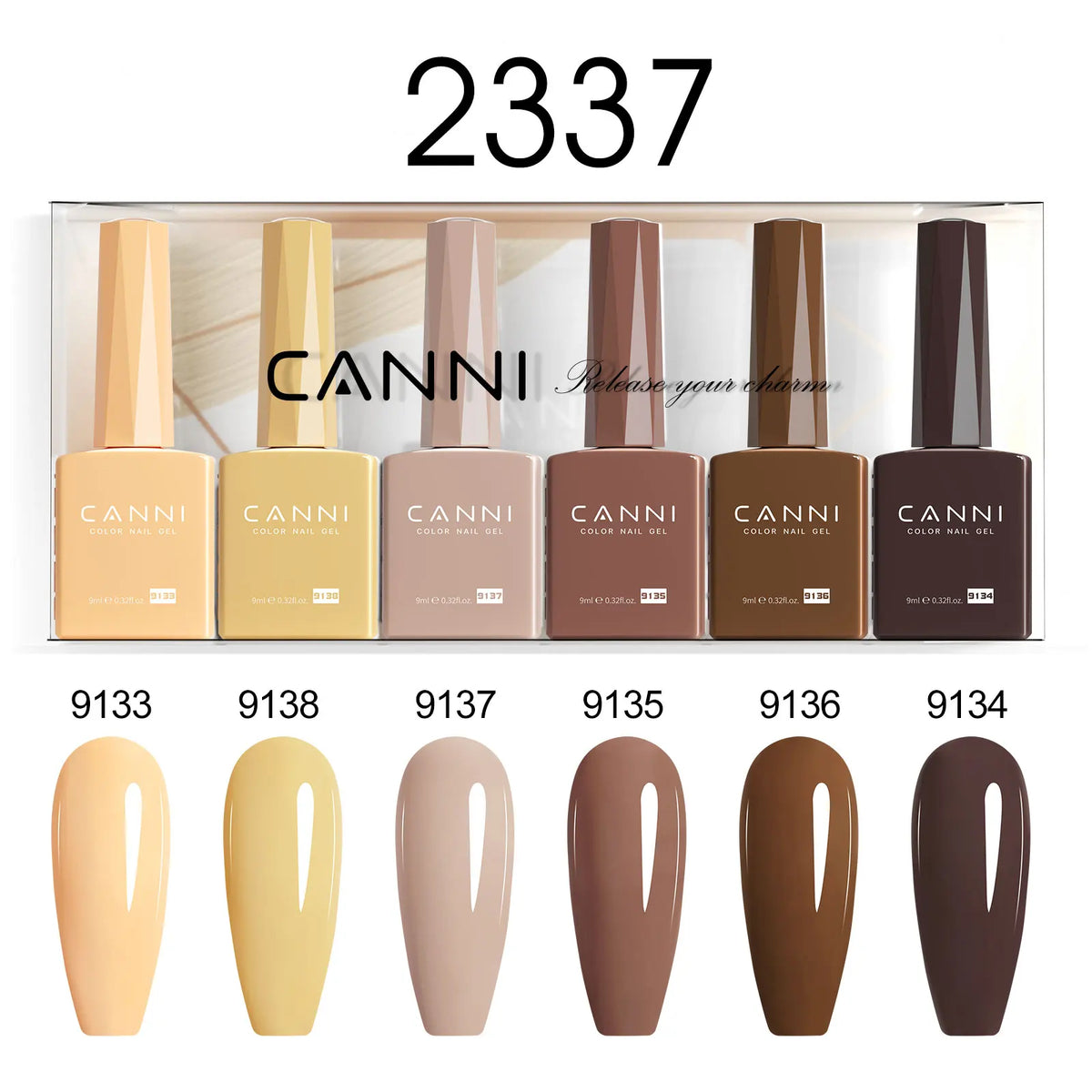 6pcs*9ml CANNI HEMA FREE Nail Gel Polish Set Gorgeous Color Semi Permanent Pigmented Painting Gel Soak off UV LED Gel Nails Kit Blushimmer