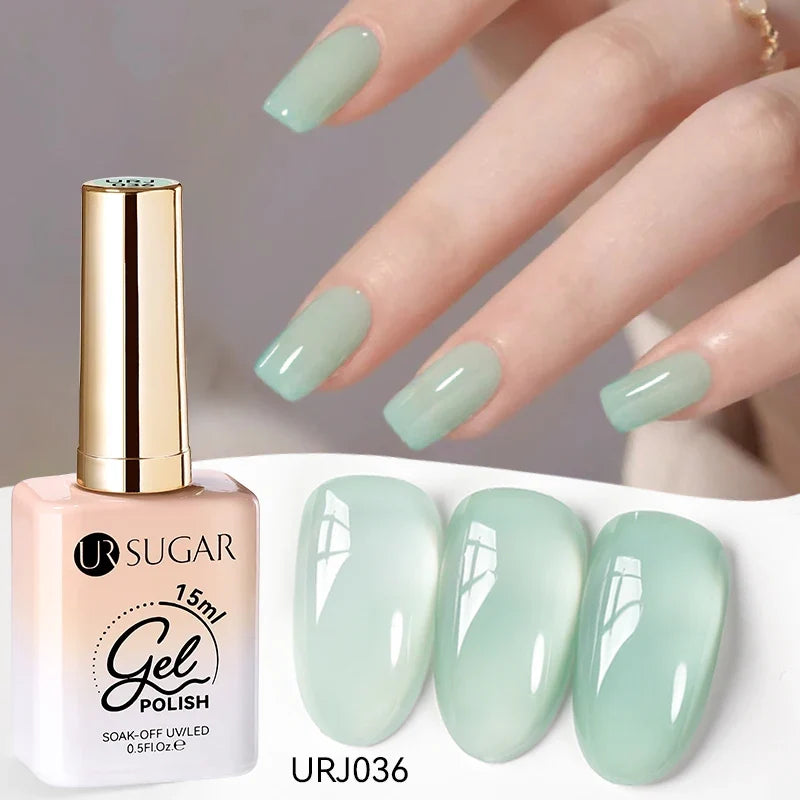 UR SUGAR 15ml Jelly Milky White Translucent Color Gel Polish Semi Permanent UV Gel Nail Art Soak Off Gel Varnish Latest Fashion Blushimmer
