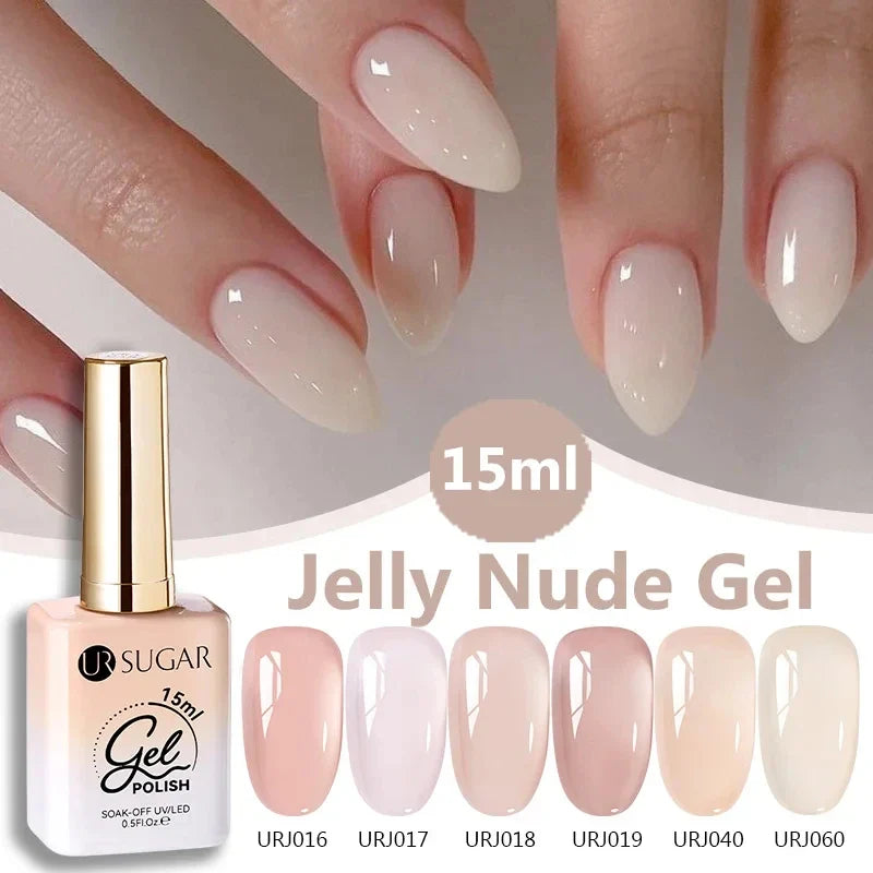UR SUGAR 15ml Jelly Milky White Translucent Color Gel Polish Semi Permanent UV Gel Nail Art Soak Off Gel Varnish Latest Fashion Blushimmer