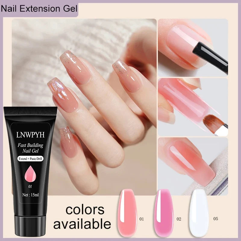 Nail Extension Gel Set UV Varnish Nail Art Manicure Kit Full Manicure Set Slip Solution Nail Art Quick Extension Gel Tool Set Blushimmer