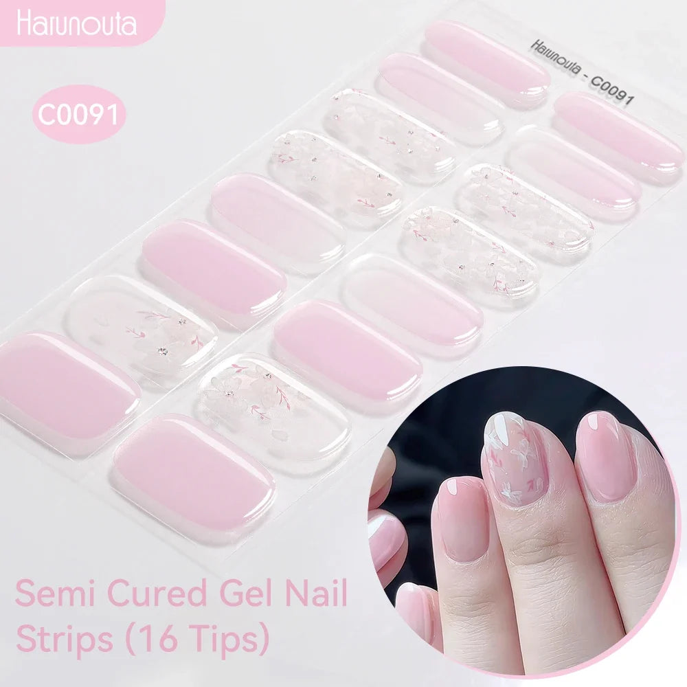 Gradient Auroras Semi Cured Gel Nail Strips Sparkly Shinning DIY Gel Polish Stickers for Nails Works with UV/LED Nail Lamps Blushimmer