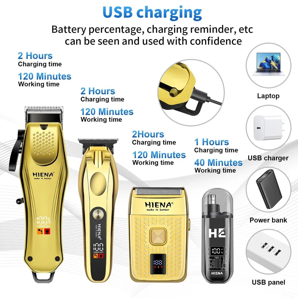 Hair Clippers for Men Professional Cordless Barber Clipper T-Blade Beard/Hair Trimmer Set Electric Razor Foil Shaver Nose Tr Noventix