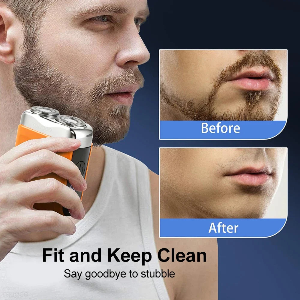Mini Electric Shaver for Men Wet/Dry Facial Beard Trimmer Rechargeable Portable Mini Beard Shaver Dual-Head Blade Electric Razor Noventix