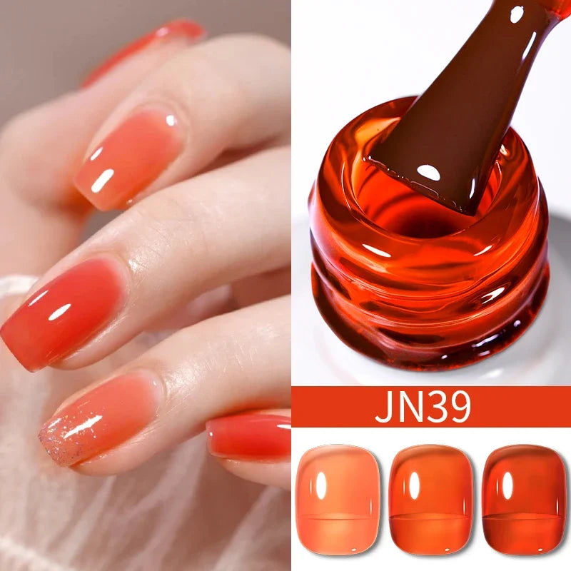 BORN PRETTY 10ml Blood Red Jelly Gel Nail Polish Halloween Nails Art Gel Polish Sheer Translucent Nail Gel for Winter Manicure Blushimmer