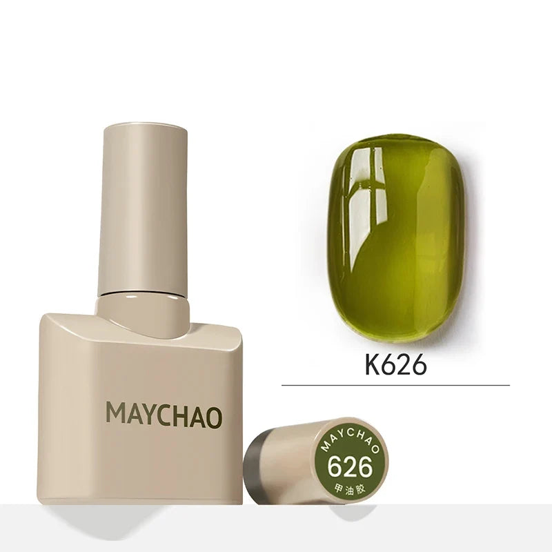 MAYCHAO 12ml Jelly Gel Nail Polish Semi Permanent Top Coat Soak Off UV LED Gel Art Nail Varnish Manicure Long Lasting Nail Gel Blushimmer