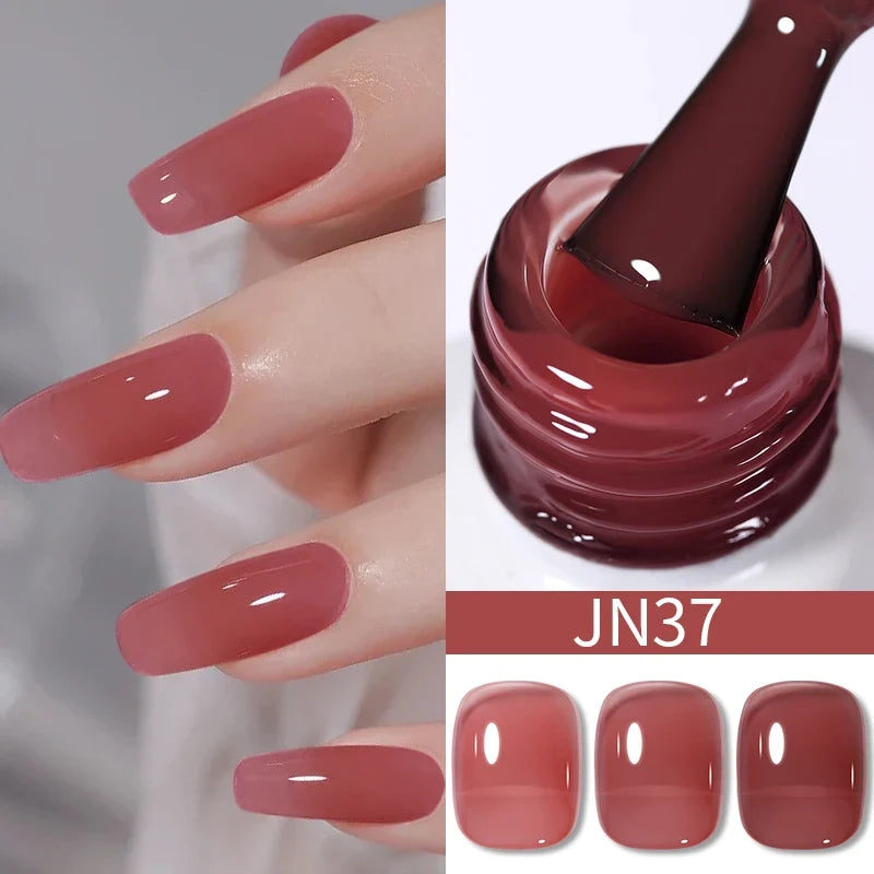 BORN PRETTY 10ml Blood Red Jelly Gel Nail Polish Halloween Nails Art Gel Polish Sheer Translucent Nail Gel for Winter Manicure Blushimmer