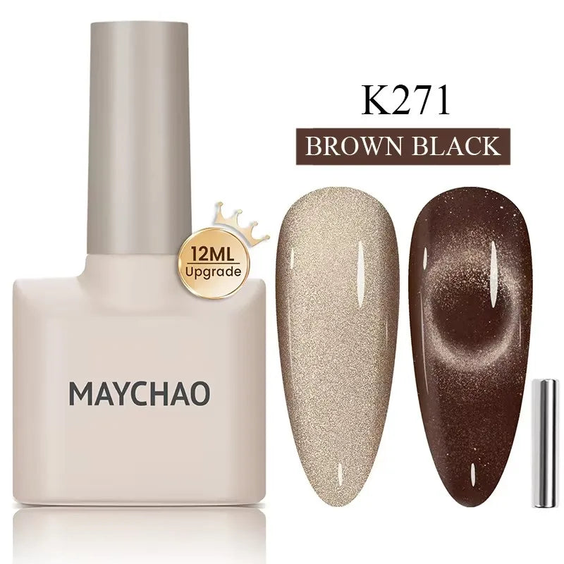 MAYCHAORomantic Galaxy Cat Eye Gel Nail Polish With Magnet Soak off UV Holographic Magnetic Rainbow Gel Polish for Nail Manicure Blushimmer