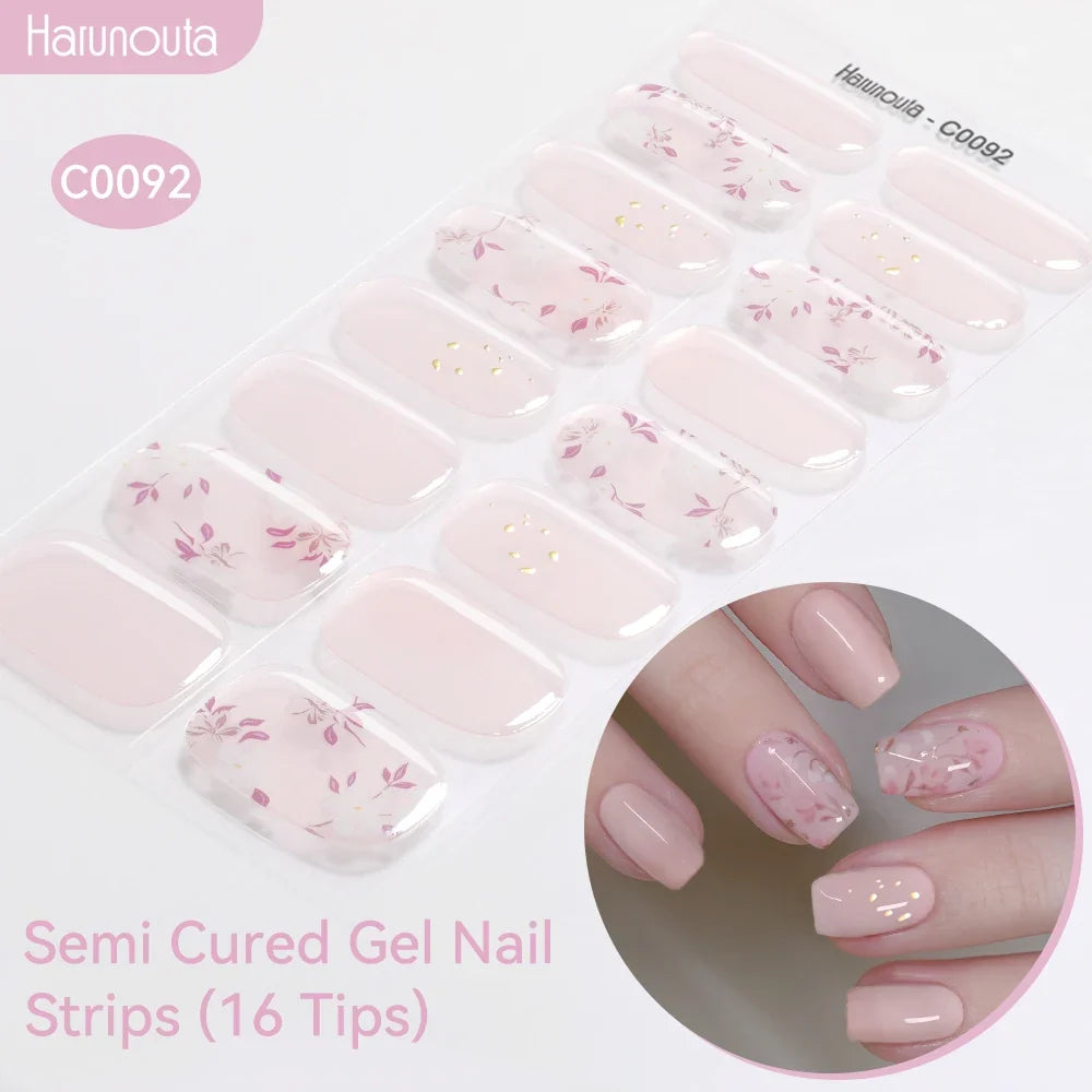 Gradient Auroras Semi Cured Gel Nail Strips Sparkly Shinning DIY Gel Polish Stickers for Nails Works with UV/LED Nail Lamps Blushimmer