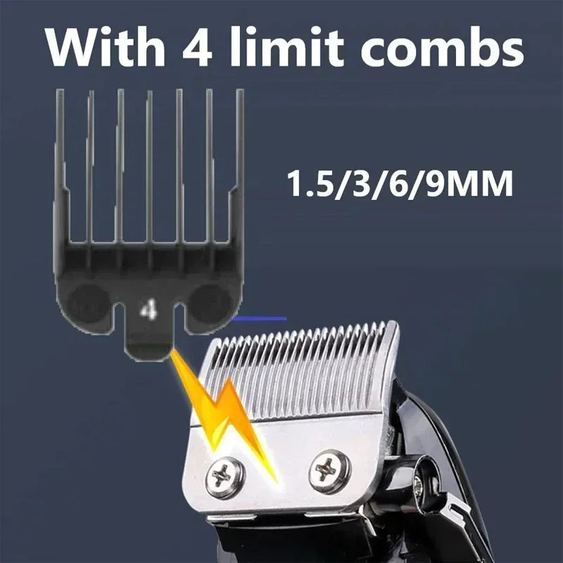 Kemei PG1990A Rechargeable Hair Clipper or Limit Combs Professional Cordless Men Hair Trimmer Men's Hair Cutting Machine Barber Noventix