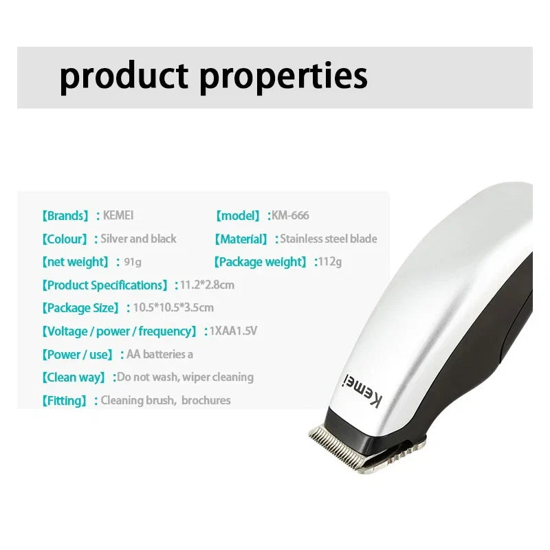 Kemei Mini Portable Hair Trimmer Cutting Machine Newly Design Electric Hair Clipper  Beard Barber Razor Men Style Tools KM-666 Noventix