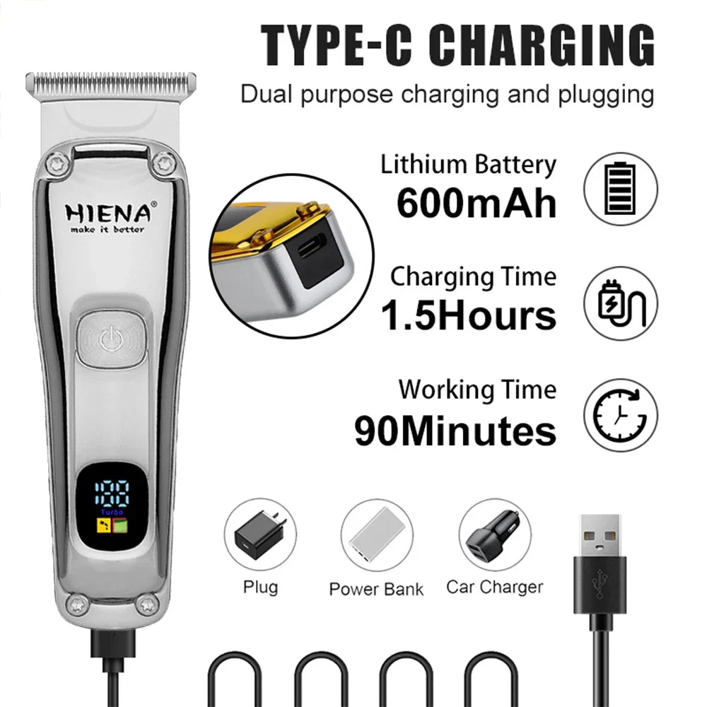 hiena Hair Clipper Barber Professional Cordless Trimmer Magnetic Motor Mower Men Hair Cutter 9000 RPM Hair Cutting Machine Noventix