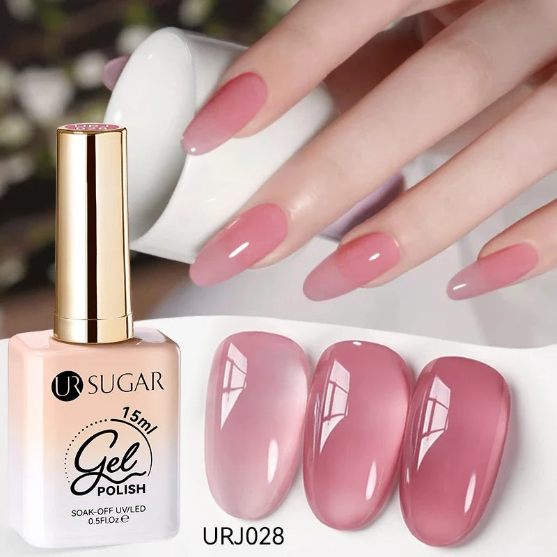 UR SUGAR 15ml Jelly Milky White Translucent Color Gel Polish Semi Permanent UV Gel Nail Art Soak Off Gel Varnish Latest Fashion Blushimmer