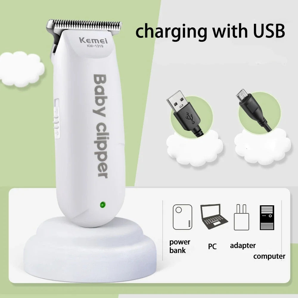 Kemei 1319 Portable Mini Kids Hair Cutting Machine Electric Baby Hair Trimmer Low Noise Hair Clipper Rechargeable Shaver Mute Noventix