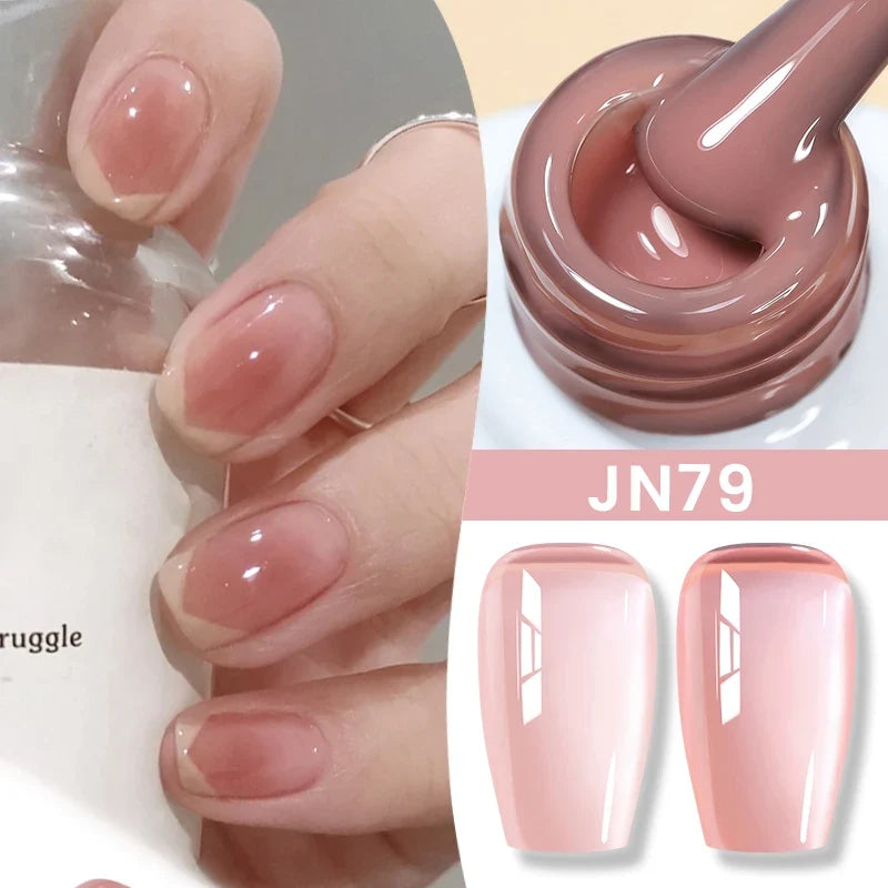 BORN PRETTY Jelly Nude Gel Nail Polish 10ml Light Pink Peach Translucent Color UV Light Cure Gel Varnish Nail Art DIY at Home Blushimmer