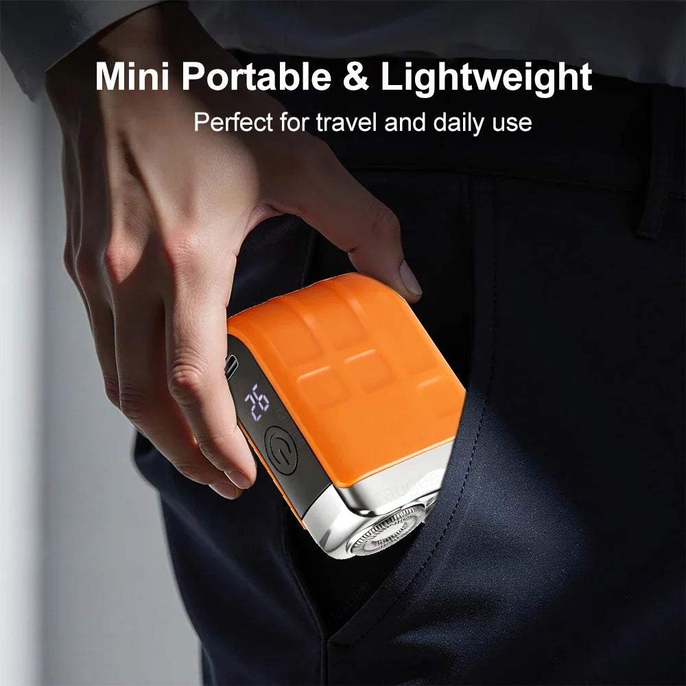 Mini Electric Shaver for Men Wet/Dry Facial Beard Trimmer Rechargeable Portable Mini Beard Shaver Dual-Head Blade Electric Razor Noventix