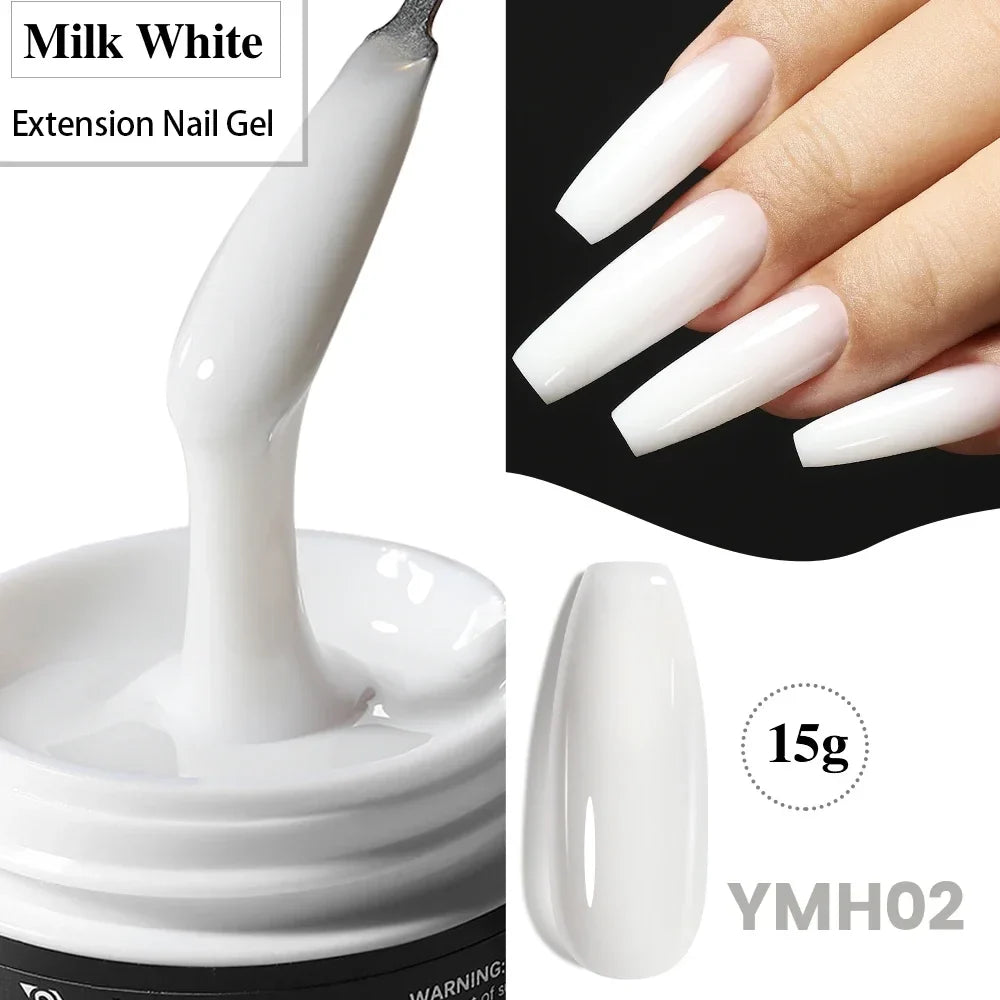 YOKEFELLOW 15g Jelly Extension Gel Nail Polish Nude Pink Clear Building Construct Extend Gel Soak Off UV LED Acrylic Gel Varnish Blushimmer