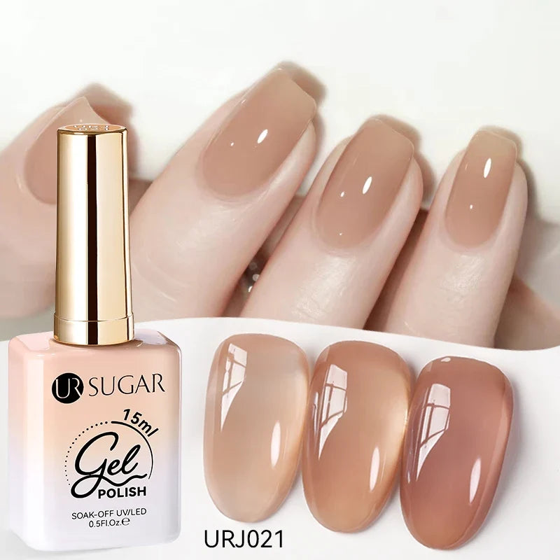 UR SUGAR 15ml Jelly Milky White Translucent Color Gel Polish Semi Permanent UV Gel Nail Art Soak Off Gel Varnish Latest Fashion Blushimmer