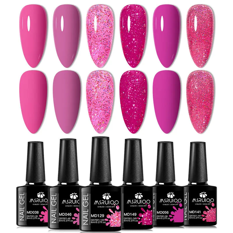 6pc Nail Gel Polish Set All-Season Ultra Pigmented Semi Permanent UV Painting Gel For Nails Salon DIY Manicure Varnish Design Blushimmer