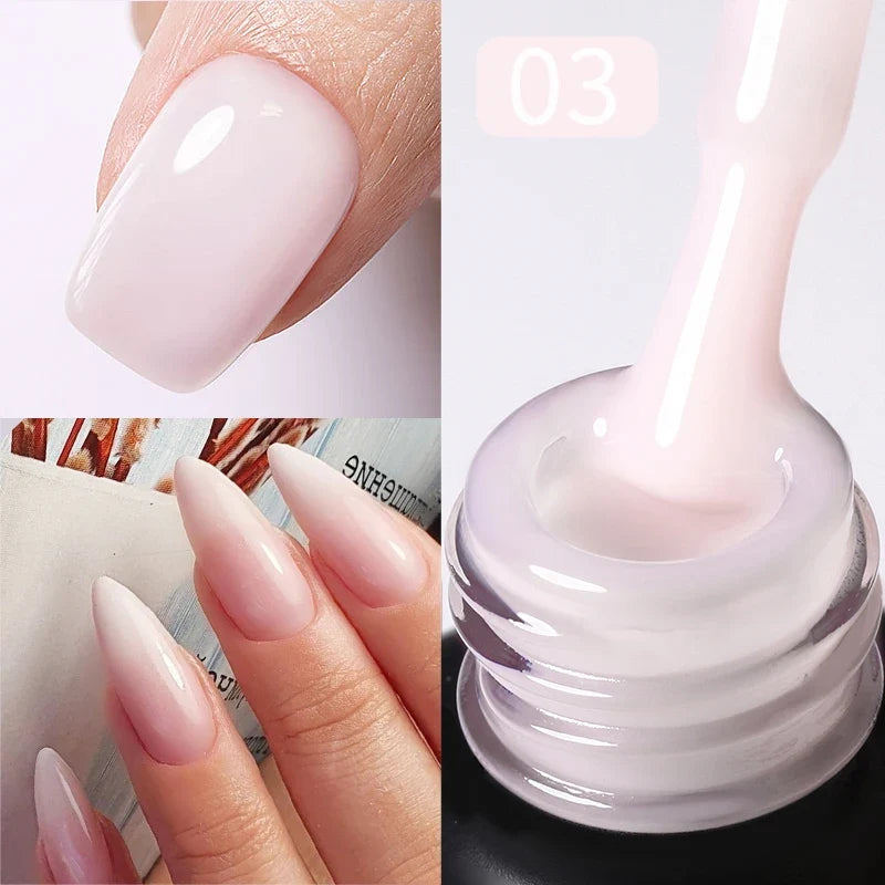 BORN PRETTY Milky Jelly Rubber Base Gel for Gel Nail Polish 15ml Russian Self-leveling Nude Color Soak Off Semi Permanent UV Gel Blushimmer