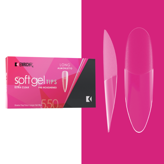 Kupa - Full Cover Soft Gel Tip - Long Almondletto 550pc (Pre-Etched)