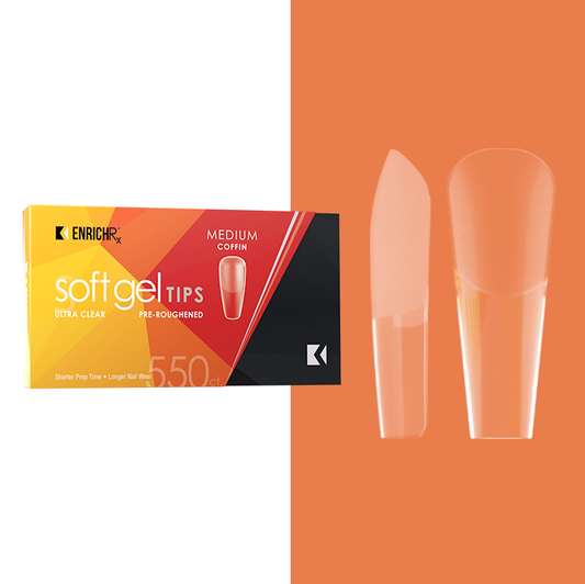 Kupa - Full Cover Soft Gel Tip - Medium Coffin 550pc (Pre-Etched)