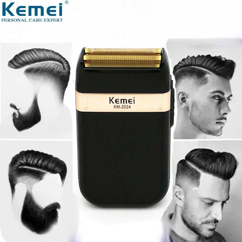 Kemei Twin Blade Waterproof Reciprocating Cordless Razor USB Rechargeable Shaving Machine Electric Shaver for Men Barber Trimmer Noventix