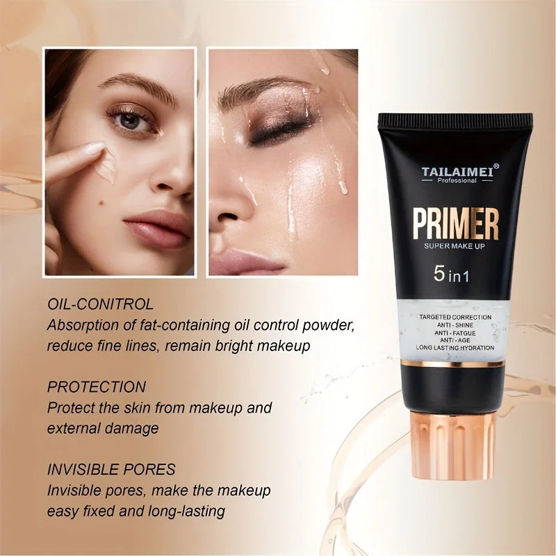 Waterproof Base Transparent Gel Makeup Primer - Full Coverage Matte Foundation With Color Retention, Natural Avocado And Rose Ex Blushimmer