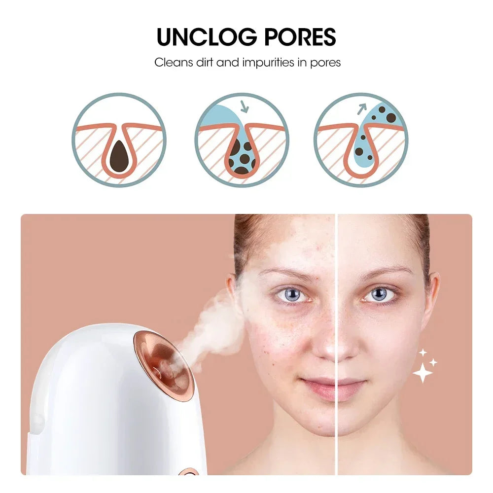 Face Steamer Humidifier Nano Mist Sprayer SPA Facial Nebulizer Steamer Moisturizing Beauty Skin Care Nano Steam Unclogs Pores Noventix
