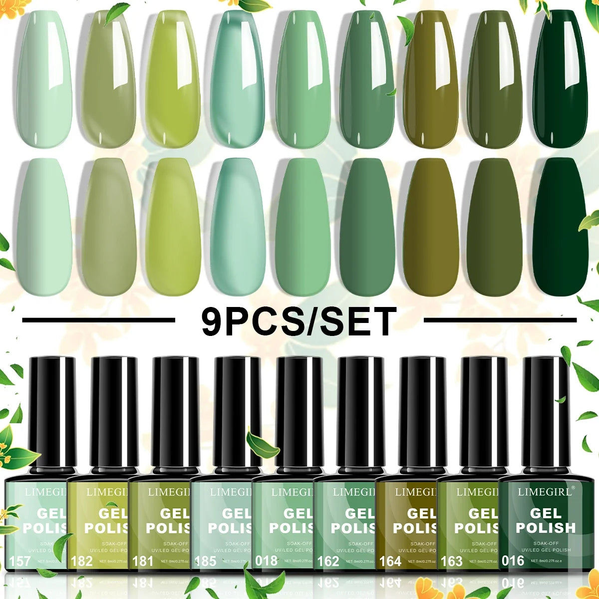 LIMEGIRL 9 Color Gel Nail Polish Set Macaron Color UV LED Soaking Semi-Permanent Gel Varn for Beginners Nail Art Design Gel Kit Blushimmer