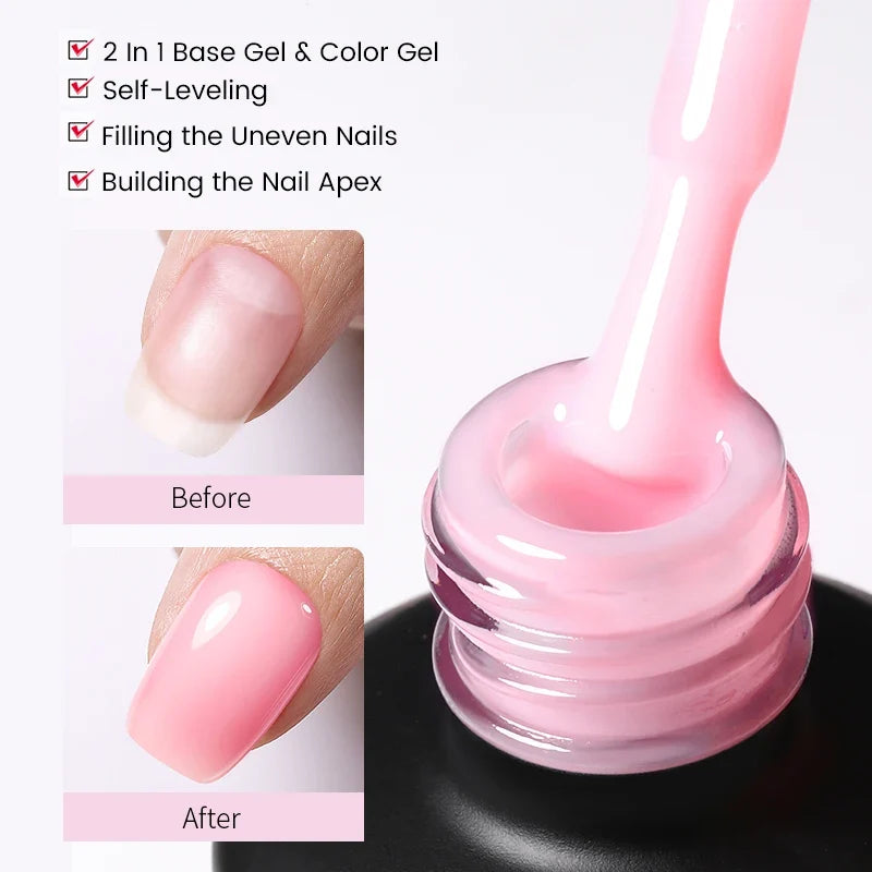 BORN PRETTY Milky Pink Rubber Base Gel Nail Polish Glitter 15ml Semi-Permanent Varnish Soak Off Self Leveling UV LED Gel Blushimmer