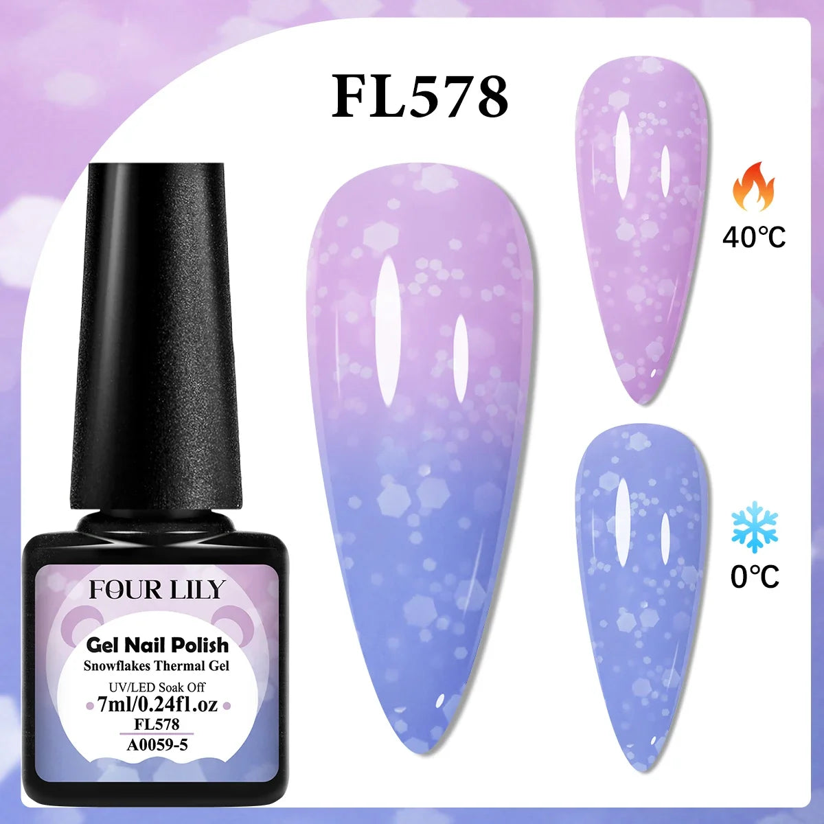 FOUR LILY 7ml Thermal Nail Gel Polish 3 Colors Changing Semi Permanent Soak Off UV/LED Nail Supplies Gel for Manicure Design Blushimmer