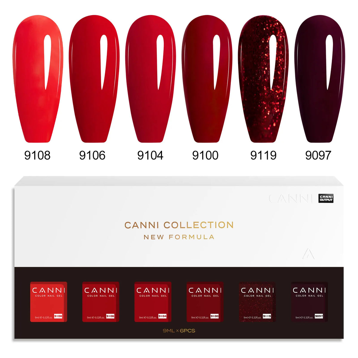 6pcs*9ml CANNI HEMA FREE Nail Gel Polish Set Gorgeous Color Semi Permanent Pigmented Painting Gel Soak off UV LED Gel Nails Kit Blushimmer