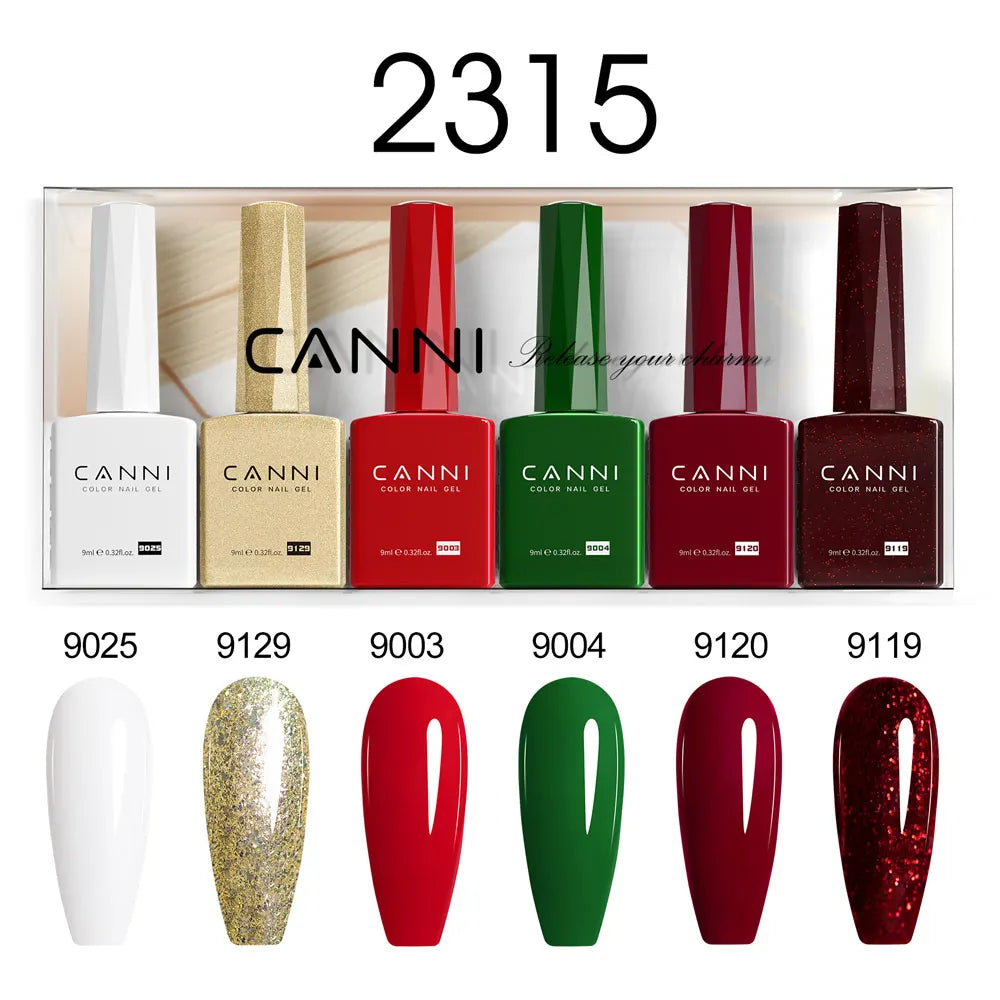 6pcs*9ml CANNI HEMA FREE Nail Gel Polish Set Gorgeous Color Semi Permanent Pigmented Painting Gel Soak off UV LED Gel Nails Kit Blushimmer