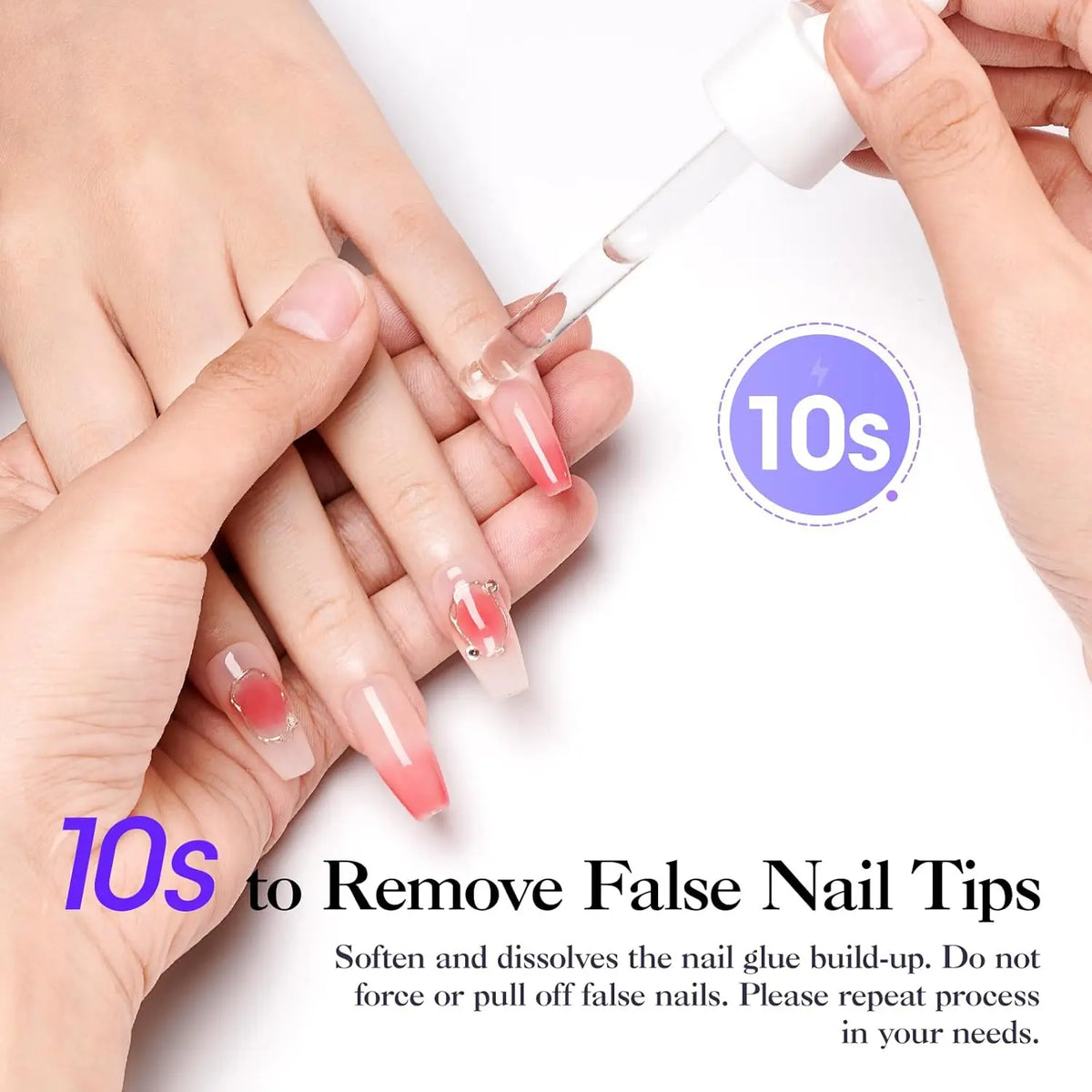 GELLEN 40ml Nail Glue Remover Gentle Formula for Press on Nails UV Gel Fake Tips Removal Non Acetone Odorless Nail Care Supplies Blushimmer