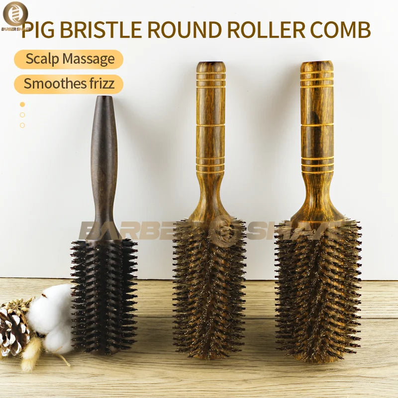 Professional Boar Bristle Round Hair Brush for Women and Men Hair Styling Comb Salon Hairdressing Hairdresser Wood Round Brush WTN Essentials