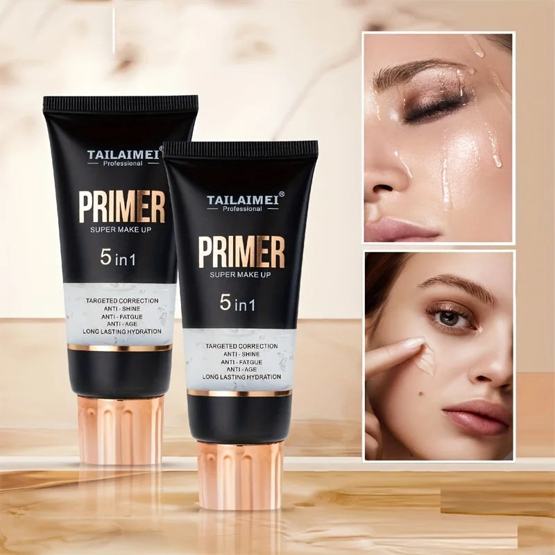 Waterproof Base Transparent Gel Makeup Primer - Full Coverage Matte Foundation With Color Retention, Natural Avocado And Rose Ex Blushimmer