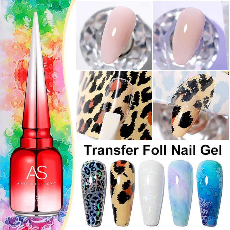 AS 15ml Transfer Foil Gel Nail Polish Soak Off Led Uv Gel Varnish Fast Dry Star Sticker Glue Stamp Gel Blushimmer