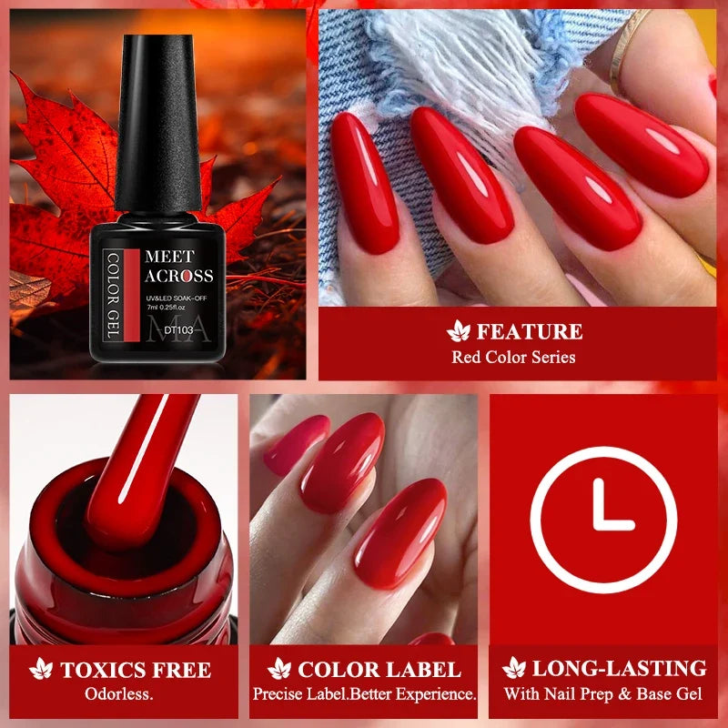 7ml Burgundy Crimson Nail Gel Polish, High Pigment, Non Streak, Long Lasting, UV LED Soak Off Nail Art Gel for Home Salon DIY Blushimmer