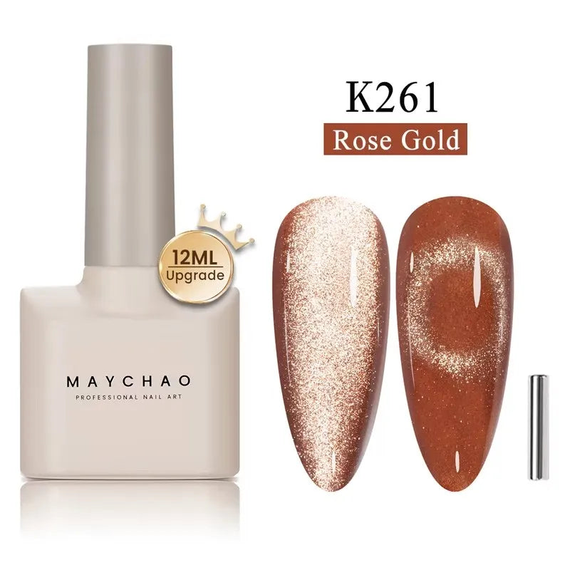 MAYCHAORomantic Galaxy Cat Eye Gel Nail Polish With Magnet Soak off UV Holographic Magnetic Rainbow Gel Polish for Nail Manicure Blushimmer
