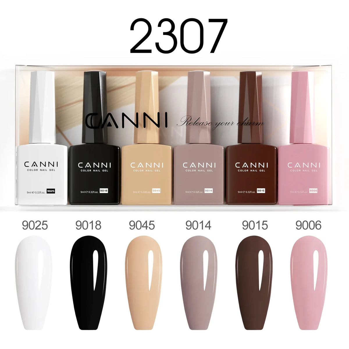 6pcs*9ml CANNI HEMA FREE Nail Gel Polish Set Gorgeous Color Semi Permanent Pigmented Painting Gel Soak off UV LED Gel Nails Kit Blushimmer