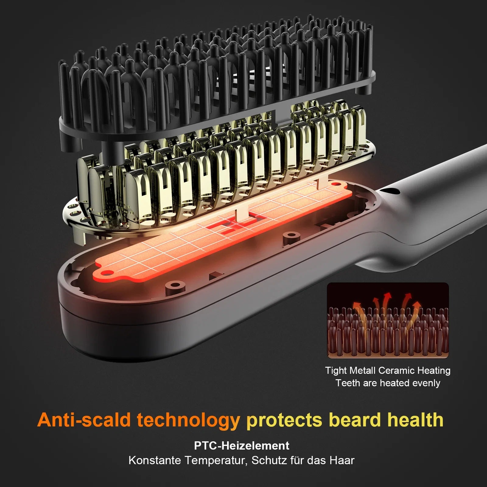Anlan Beard Hair Straightening Brush Hot Heated Comb Men Beard FLIPSTYLEZLLC