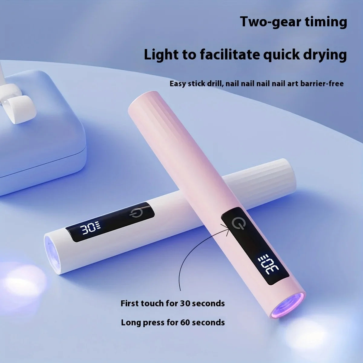 Handheld Nail Light Mini LED Nail Lamp For Gel Nails With Stand & LCD Screen Control 2 levels Adjustable For Fast Curing Blushimmer