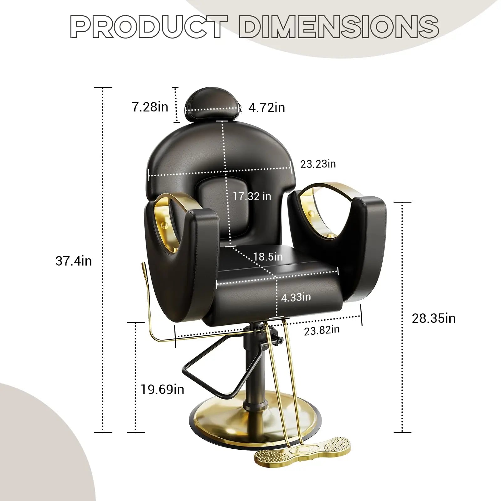Commercial Barber Chair Reclining & 360° Swivel, Heavy Duty Hydraulic Salon Chair With Adjustable Height For Haircut Shampoo Vivalo