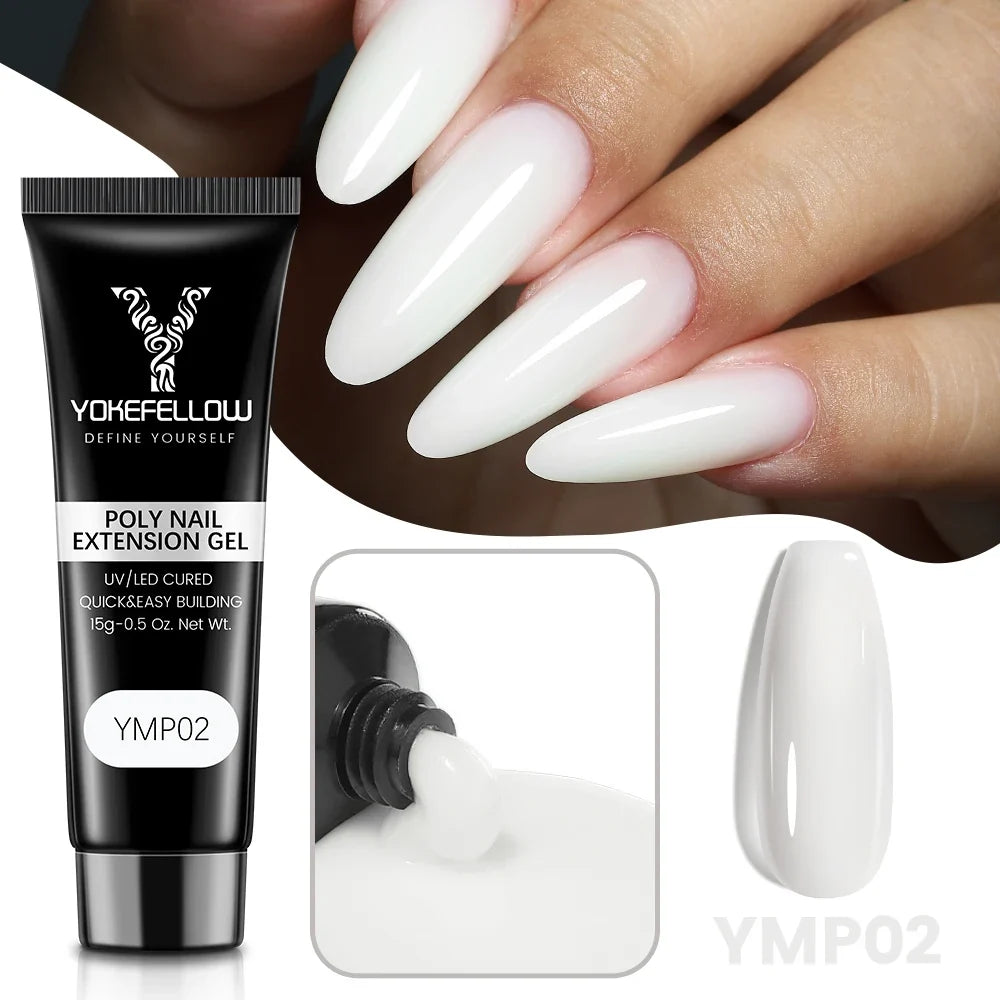 YOKEFELLOW 15g Jelly Extension Gel Nail Polish Nude Pink Clear Building Construct Extend Gel Soak Off UV LED Acrylic Gel Varnish Blushimmer