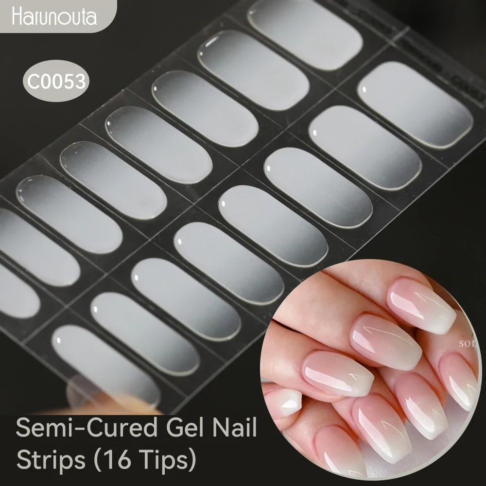 Gradient Auroras Semi Cured Gel Nail Strips Sparkly Shinning DIY Gel Polish Stickers for Nails Works with UV/LED Nail Lamps Blushimmer