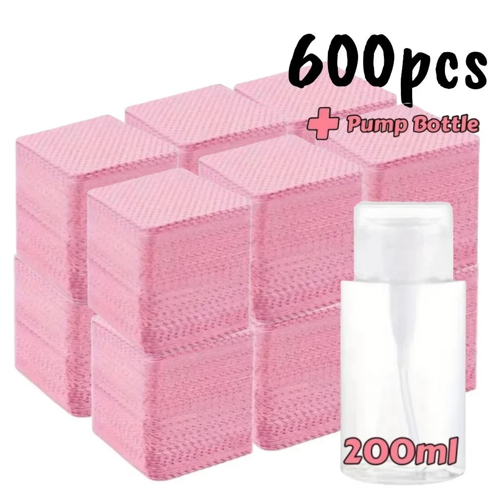 20/600pcs Lint-Free Nail Wipes Gel Cleansing Tissues Aluminum-Free Nail Polish Remover Pads for NaiArt Beauty Cleaning Care Tool Blushimmer