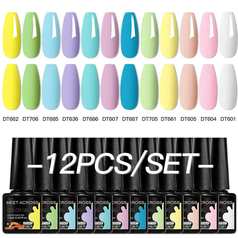 12pc All-season Nail Gel Polish Set Multicolor TPO HEMA Free Long-Lasting UV LED Nail Supplies for Women Daily & Party Wearing Blushimmer